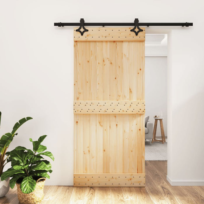 Porta Scorrevole con Set Hardware 95x210 cm Legno Massello Pinocod mxl 70172