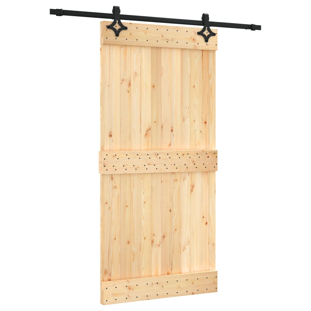 Porta Scorrevole con Set Hardware 100x210cm Legno Massello Pino 3203144