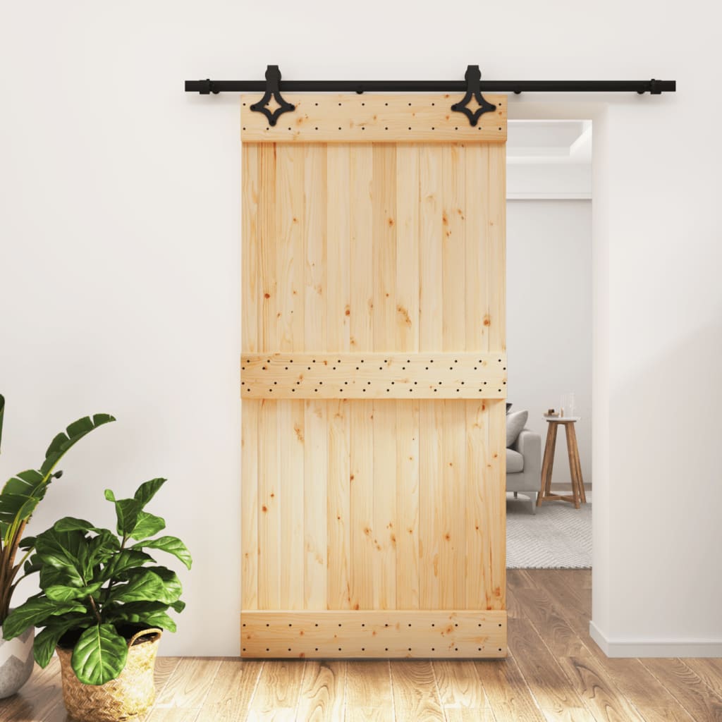 Porta Scorrevole con Set Hardware 100x210cm Legno Massello Pino 3203144