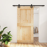 Porta Scorrevole con Set Hardware 95x210 cm Legno Massello Pinocod mxl 94192