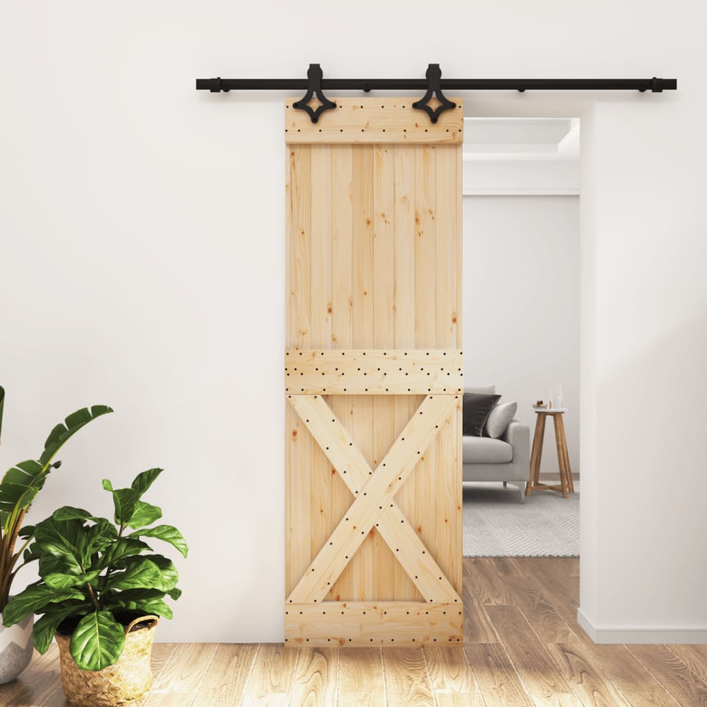 Porta Scorrevole con Set Hardware 70x210 cm Legno Massello Pinocod mxl 118126