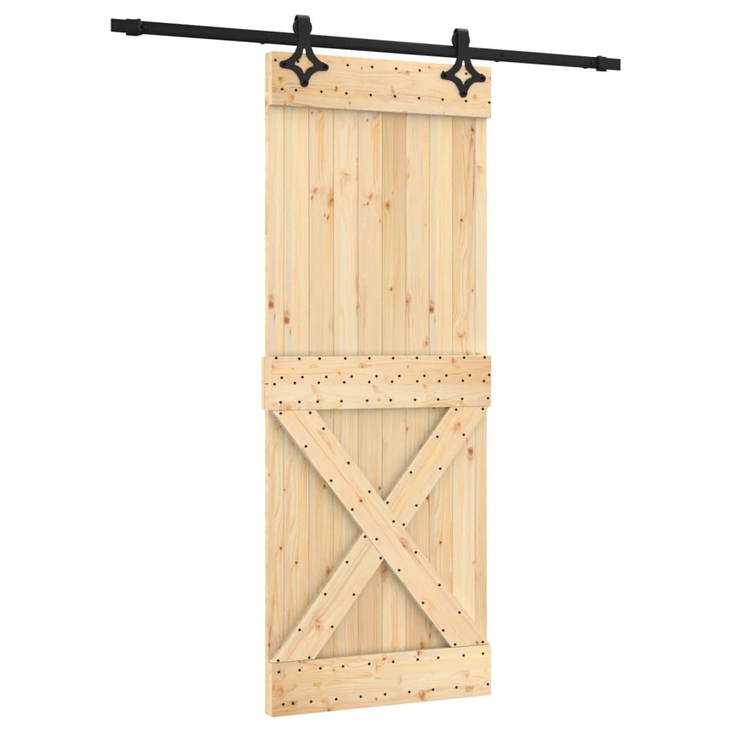 Porta Scorrevole con Set Hardware 80x210 cm Legno Massello Pino 3203152