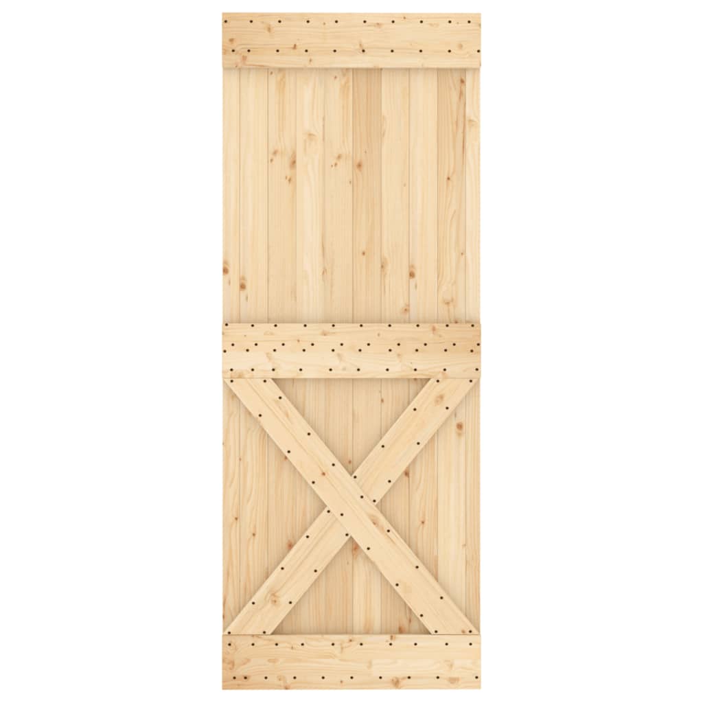 Porta Scorrevole con Set Hardware 80x210 cm Legno Massello Pino 3203152