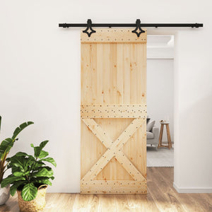 Porta Scorrevole con Set Hardware 85x210 cm Legno Massello Pinocod mxl 118127