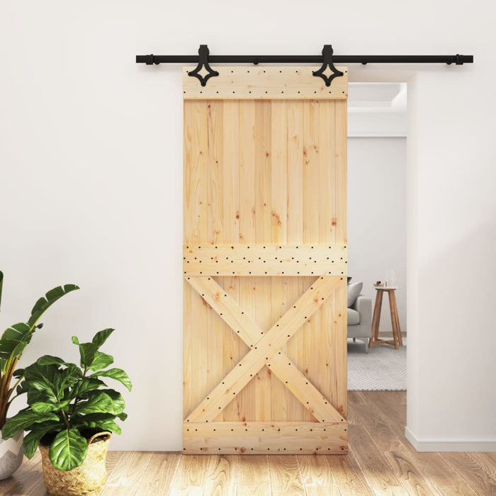 Porta Scorrevole con Set Hardware 90x210 cm Legno Massello Pinocod mxl 94193