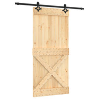 Porta Scorrevole con Set Hardware 95x210 cm Legno Massello Pino 3203155