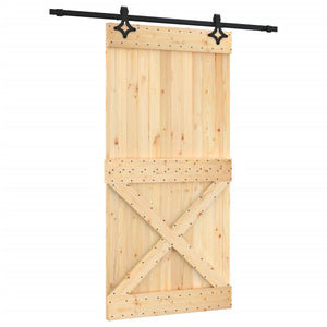 Porta Scorrevole con Set Hardware 100x210cm Legno Massello Pino 3203156