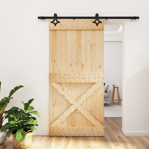 Porta Scorrevole con Set Hardware 100x210cm Legno Massello Pinocod mxl 94194