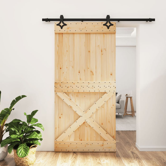 Porta Scorrevole con Set Hardware 100x210cm Legno Massello Pinocod mxl 94194