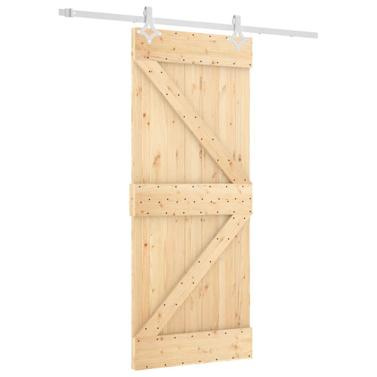 Porta Scorrevole con Set Hardware 85x210 cm Legno Massello Pino 3203158