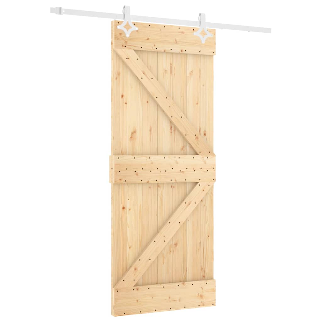 Porta Scorrevole con Set Hardware 80x210 cm Legno Massello Pino 3203159