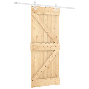 Porta Scorrevole con Set Hardware 80x210 cm Legno Massello Pino 3203159