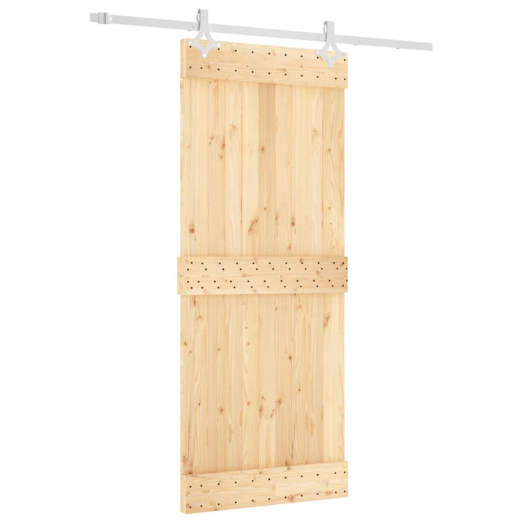 Porta Scorrevole con Set Hardware 85x210 cm Legno Massello Pino 3203163