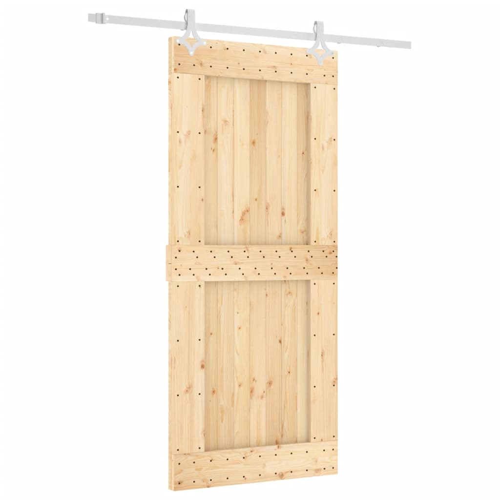 Porta Scorrevole con Set Hardware 90x210 cm Legno Massello Pino 3203168