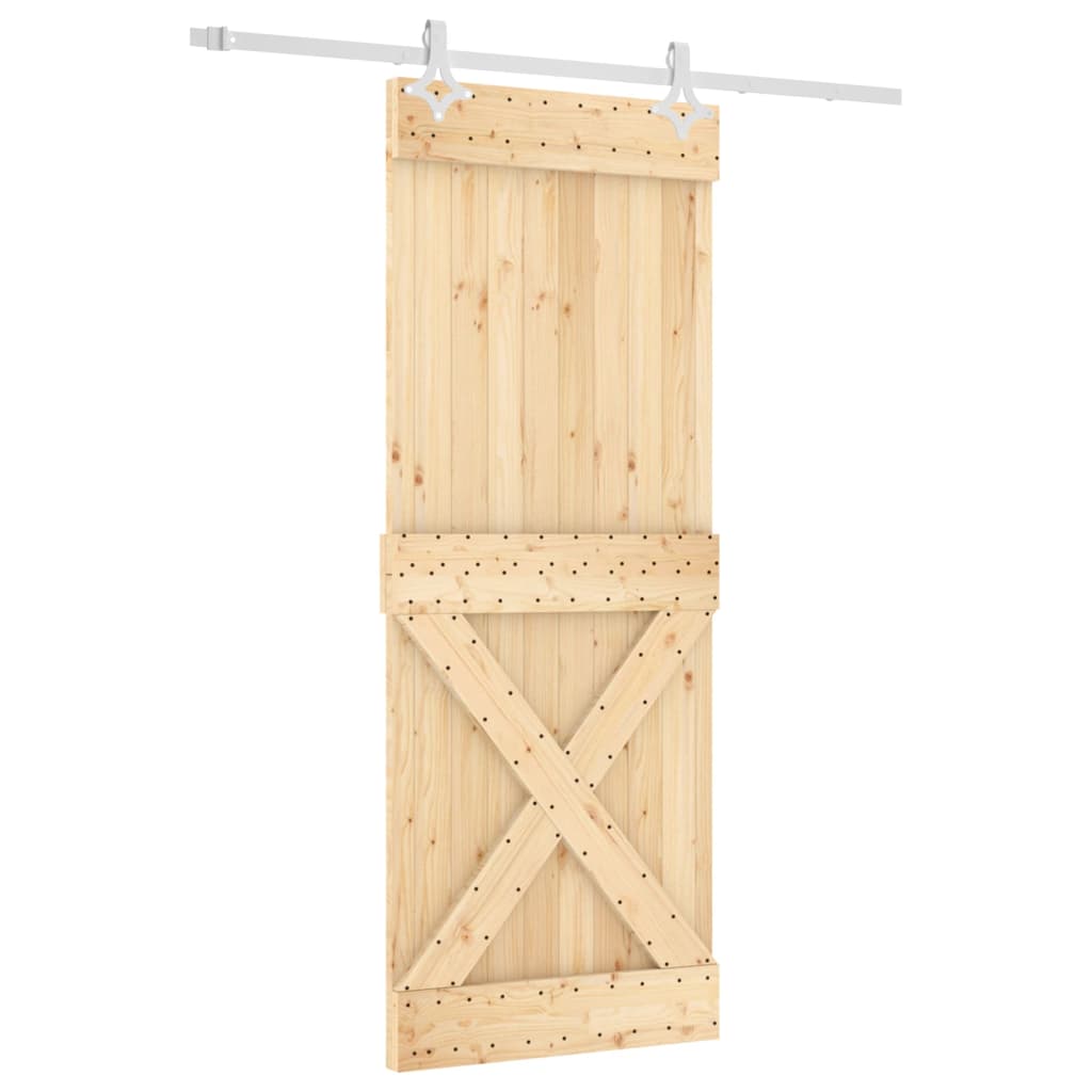 Porta Scorrevole con Set Hardware 80x210 cm Legno Massello Pino 3203170