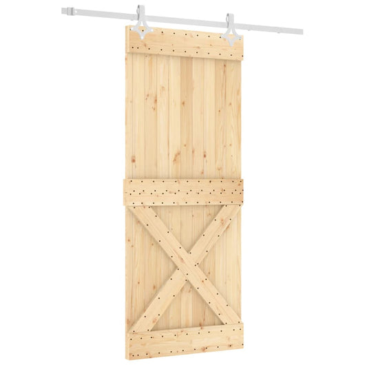 Porta Scorrevole con Set Hardware 85x210 cm Legno Massello Pino 3203171