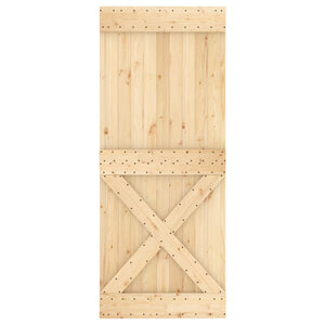 Porta Scorrevole con Set Hardware 85x210 cm Legno Massello Pino 3203171