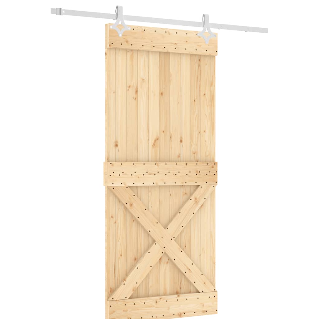 Porta Scorrevole con Set Hardware 90x210 cm Legno Massello Pino 3203172