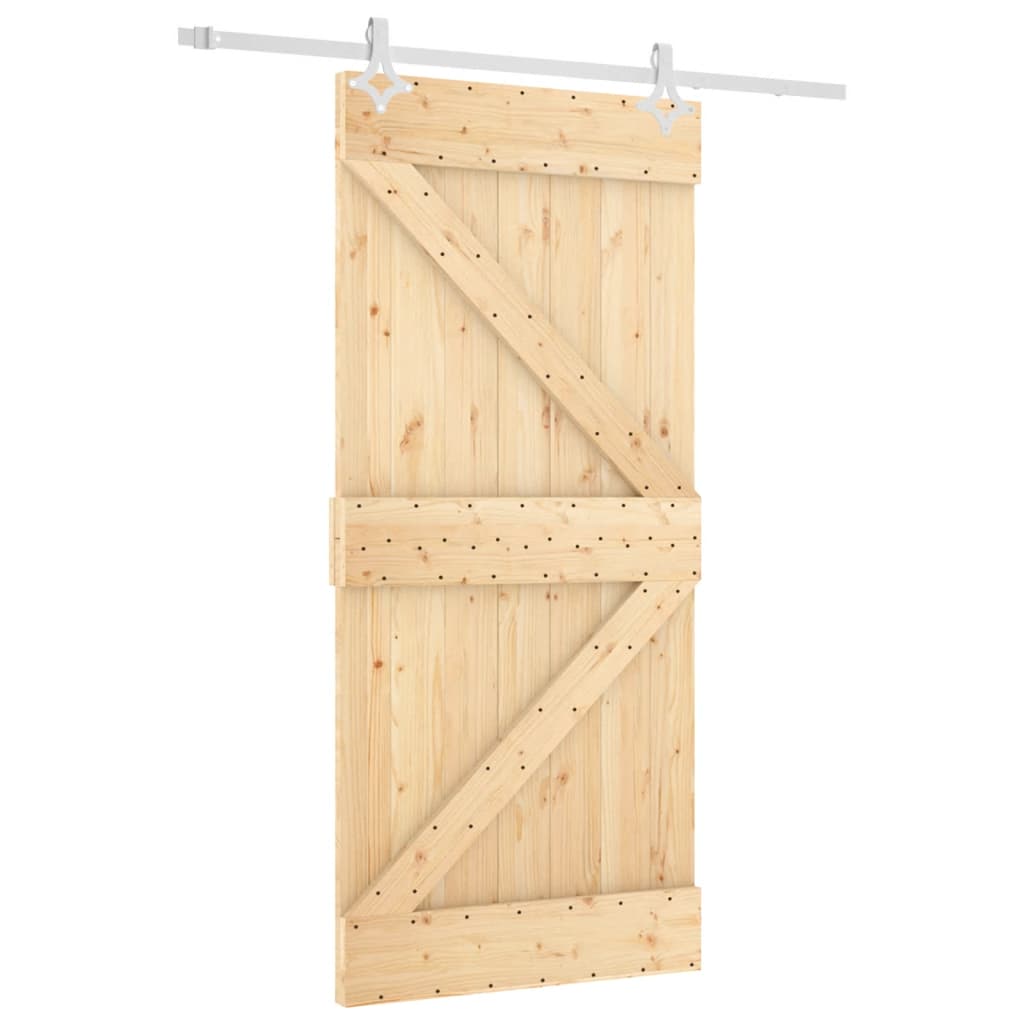 Porta Scorrevole con Set Hardware 95x210 cm Legno Massello Pino 3203175