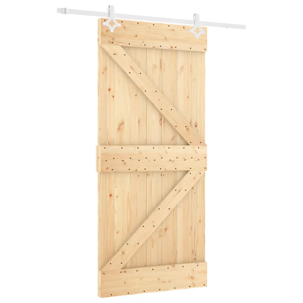 Porta Scorrevole con Set Hardware 100x210cm Legno Massello Pino 3203178