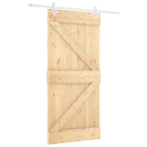 Porta Scorrevole con Set Hardware 100x210cm Legno Massello Pino 3203178