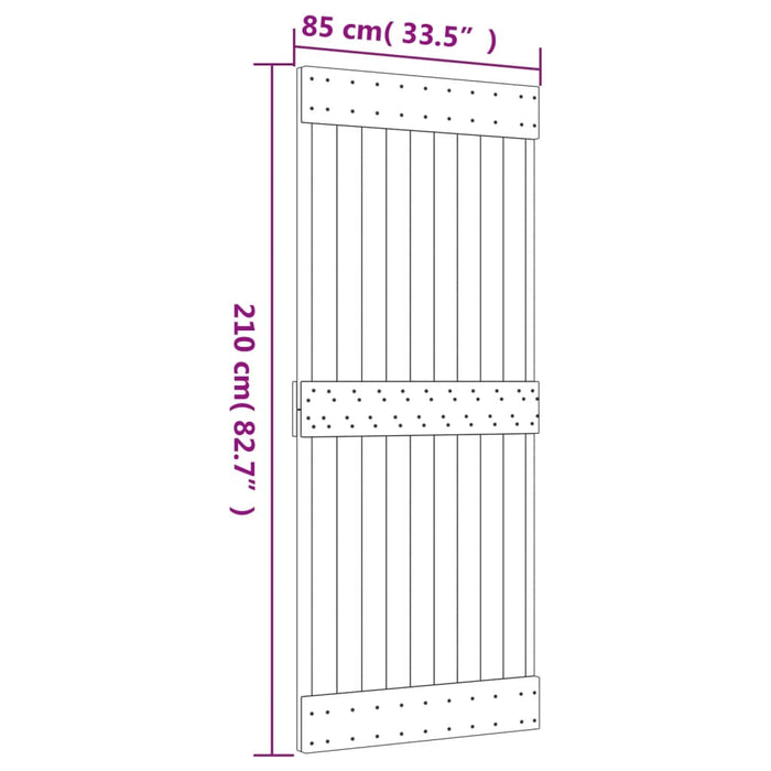 Porta Scorrevole con Set Hardware 85x210 cm Legno Massello Pino 3203181