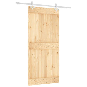 Porta Scorrevole con Set Hardware 95x210 cm Legno Massello Pino 3203183