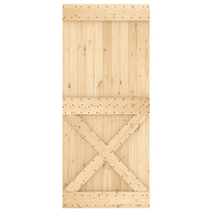 Porta Scorrevole con Set Hardware 90x210 cm Legno Massello Pino 3203194