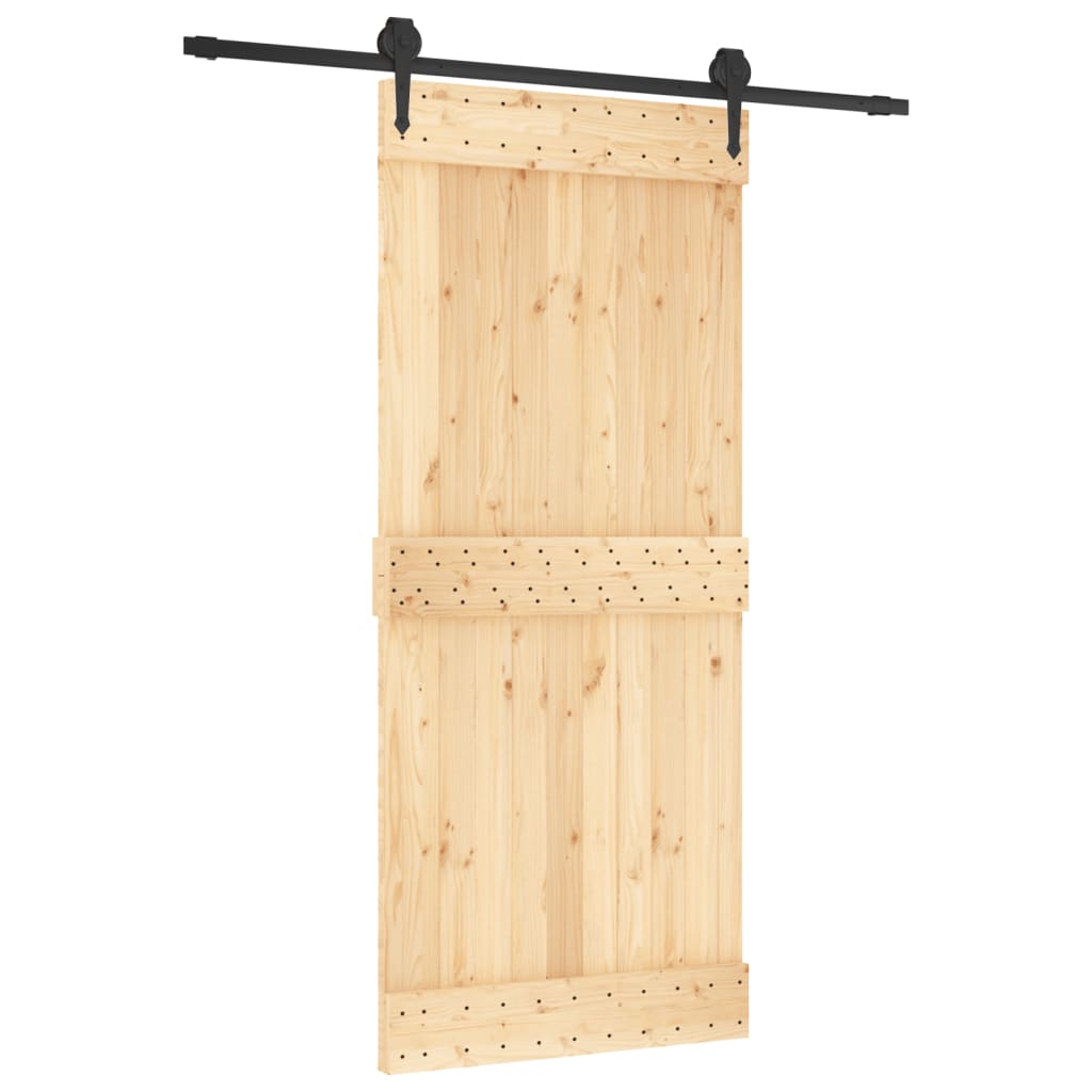 Porta Scorrevole con Set Hardware 90x210 cm Legno Massello Pino 3203202