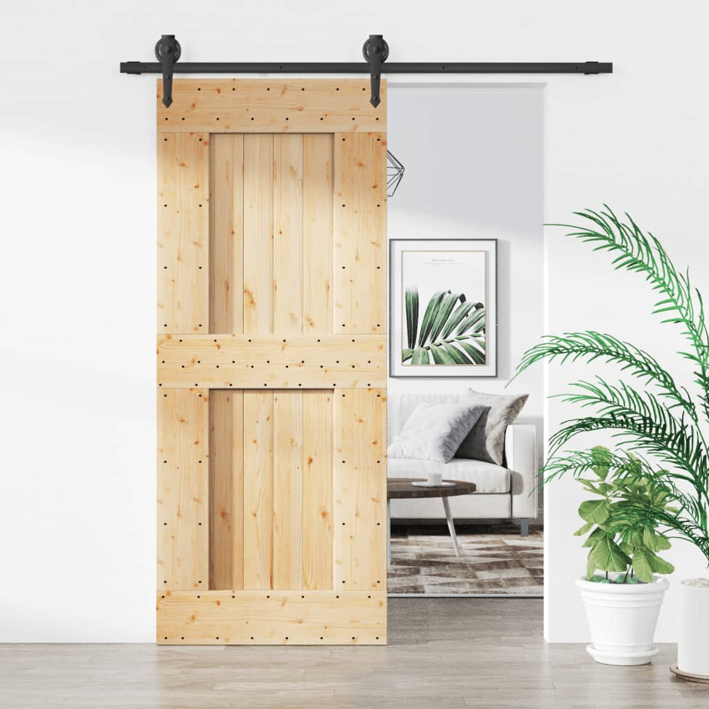 Porta Scorrevole con Set Hardware 85x210 cm Legno Massello Pino 3203205