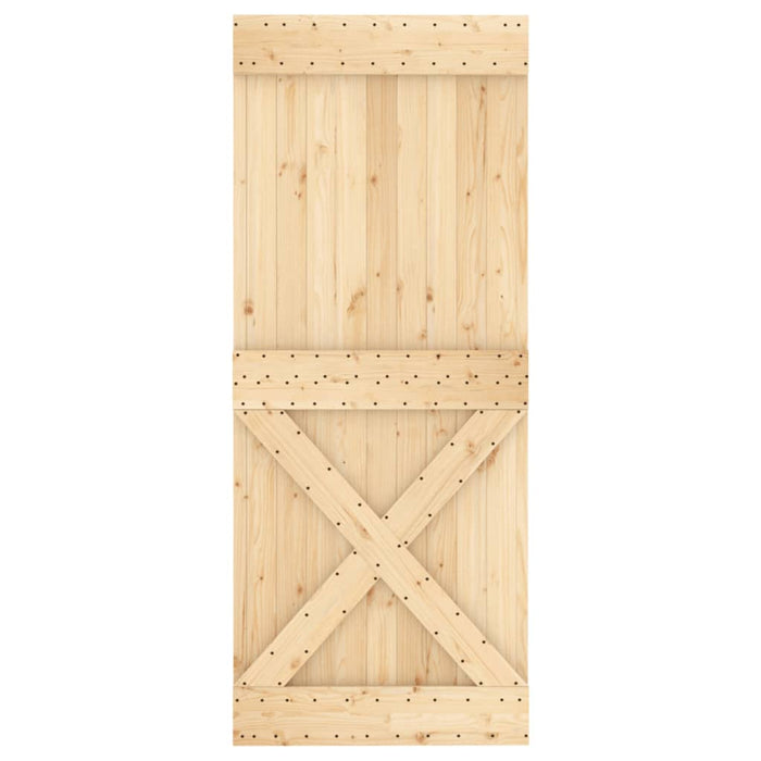 Porta Scorrevole con Set Hardware 80x210 cm Legno Massello Pino 3203208