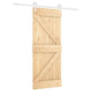 Porta Scorrevole con Set Hardware 85x210 cm Legno Massello Pino 3203212