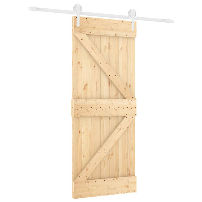 Porta Scorrevole con Set Hardware 85x210 cm Legno Massello Pino 3203212