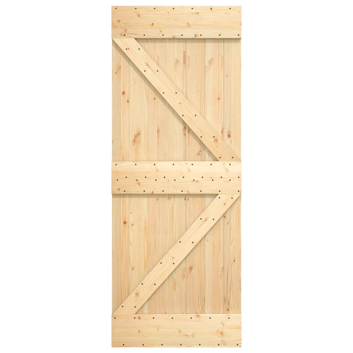 Porta Scorrevole con Set Hardware 85x210 cm Legno Massello Pino 3203212