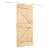 Porta Scorrevole con Set Hardware 90x210 cm Legno Massello Pino 3203214