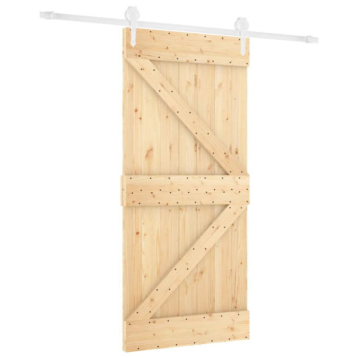 Porta Scorrevole con Set Hardware 90x210 cm Legno Massello Pino 3203214