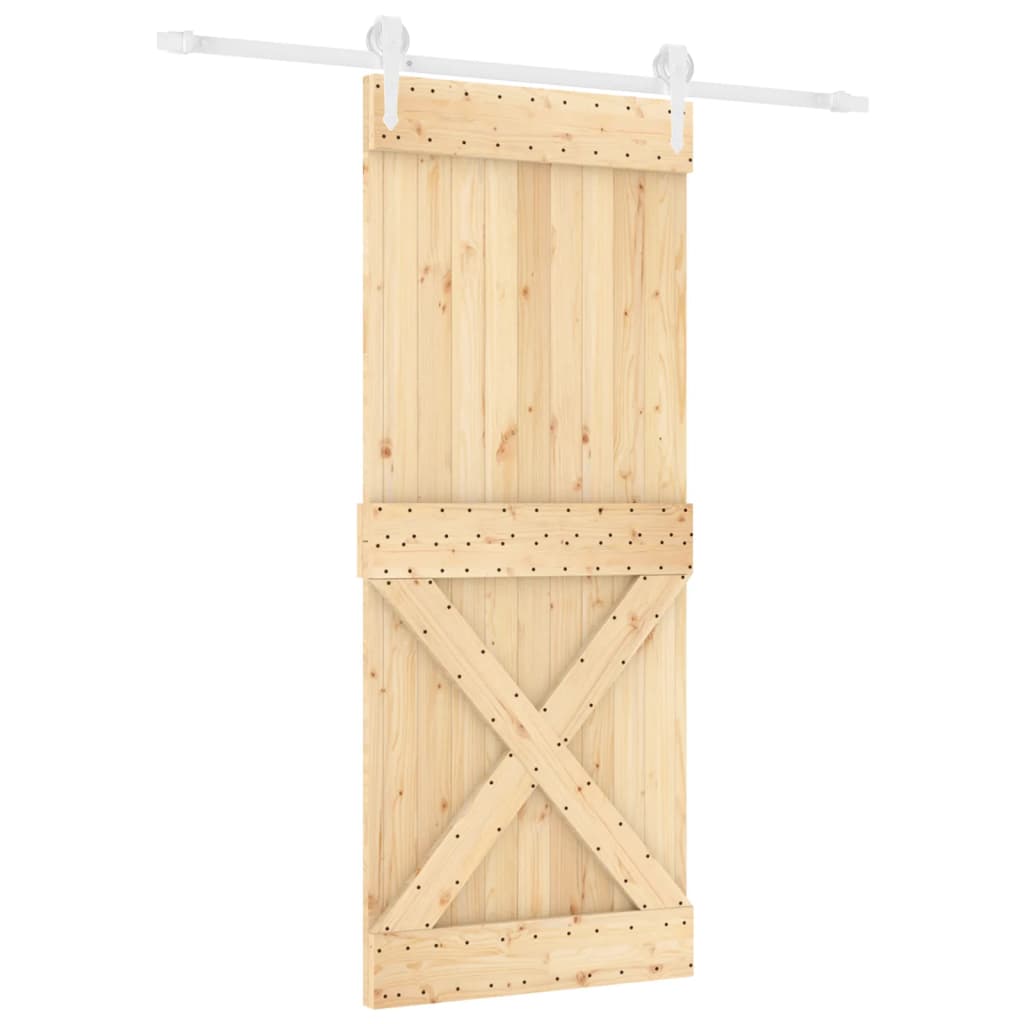 Porta Scorrevole con Set Hardware 85x210 cm Legno Massello Pinocod mxl 94208