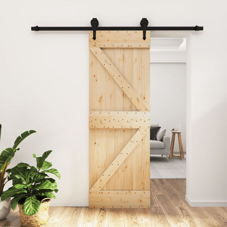 Porta Scorrevole con Set Hardware 70x210 cm Legno Massello Pino 3203227