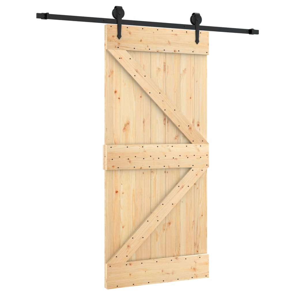 Porta Scorrevole con Set Hardware 95x210 cm Legno Massello Pino 3203229