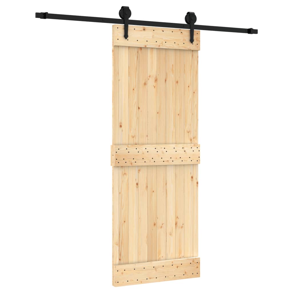 Porta Scorrevole con Set Hardware 80x210 cm Legno Massello Pino 3203231