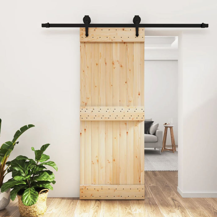 Porta Scorrevole con Set Hardware 80x210 cm Legno Massello Pino 3203231