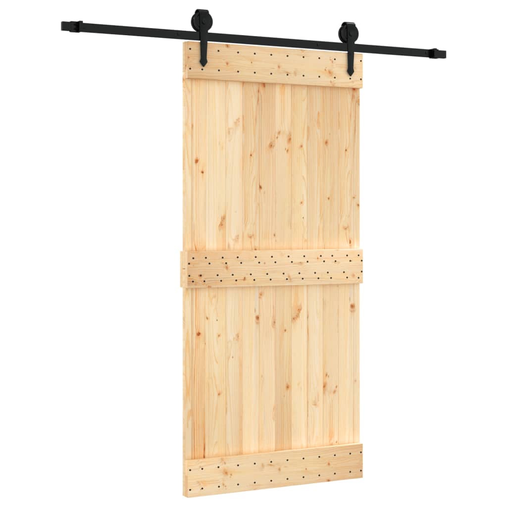 Porta Scorrevole con Set Hardware 95x210 cm Legno Massello Pinocod mxl 118146