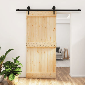 Porta Scorrevole con Set Hardware 95x210 cm Legno Massello Pinocod mxl 118146