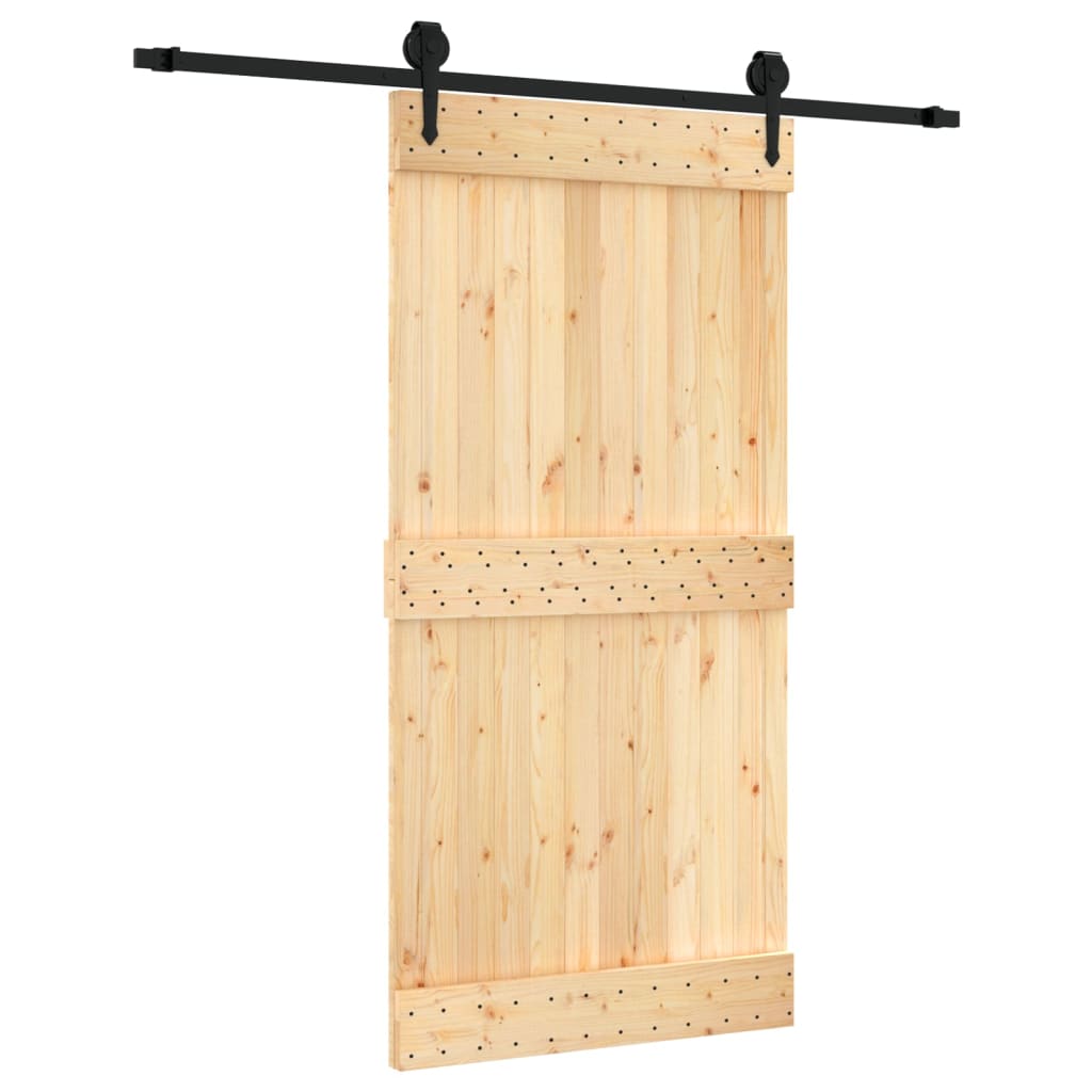 Porta Scorrevole con Set Hardware 100x210cm Legno Massello Pino 3203235