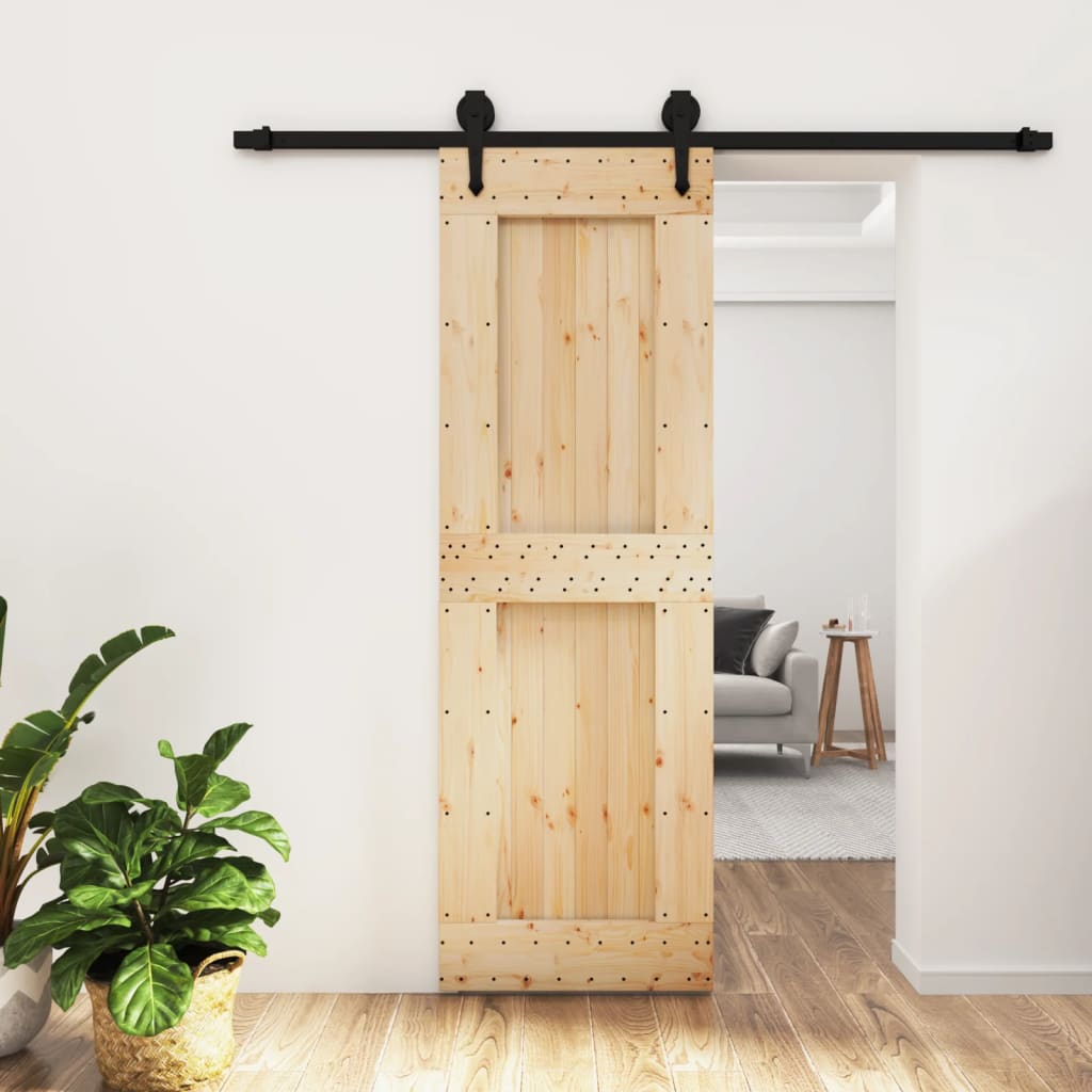 Porta Scorrevole con Set Hardware 70x210 cm Legno Massello Pinocod mxl 118147