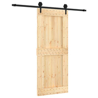 Porta Scorrevole con Set Hardware 85x210 cm Legno Massello Pino 3203238