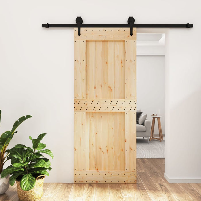 Porta Scorrevole con Set Hardware 85x210 cm Legno Massello Pino 3203238