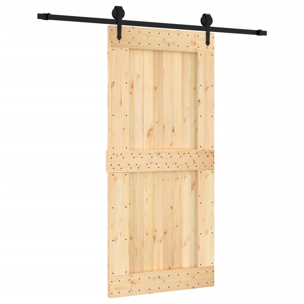 Porta Scorrevole con Set Hardware 95x210 cm Legno Massello Pino 3203240