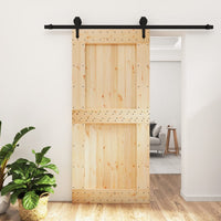 Porta Scorrevole con Set Hardware 95x210 cm Legno Massello Pino 3203240