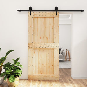 Porta Scorrevole con Set Hardware 95x210 cm Legno Massello Pino 3203240